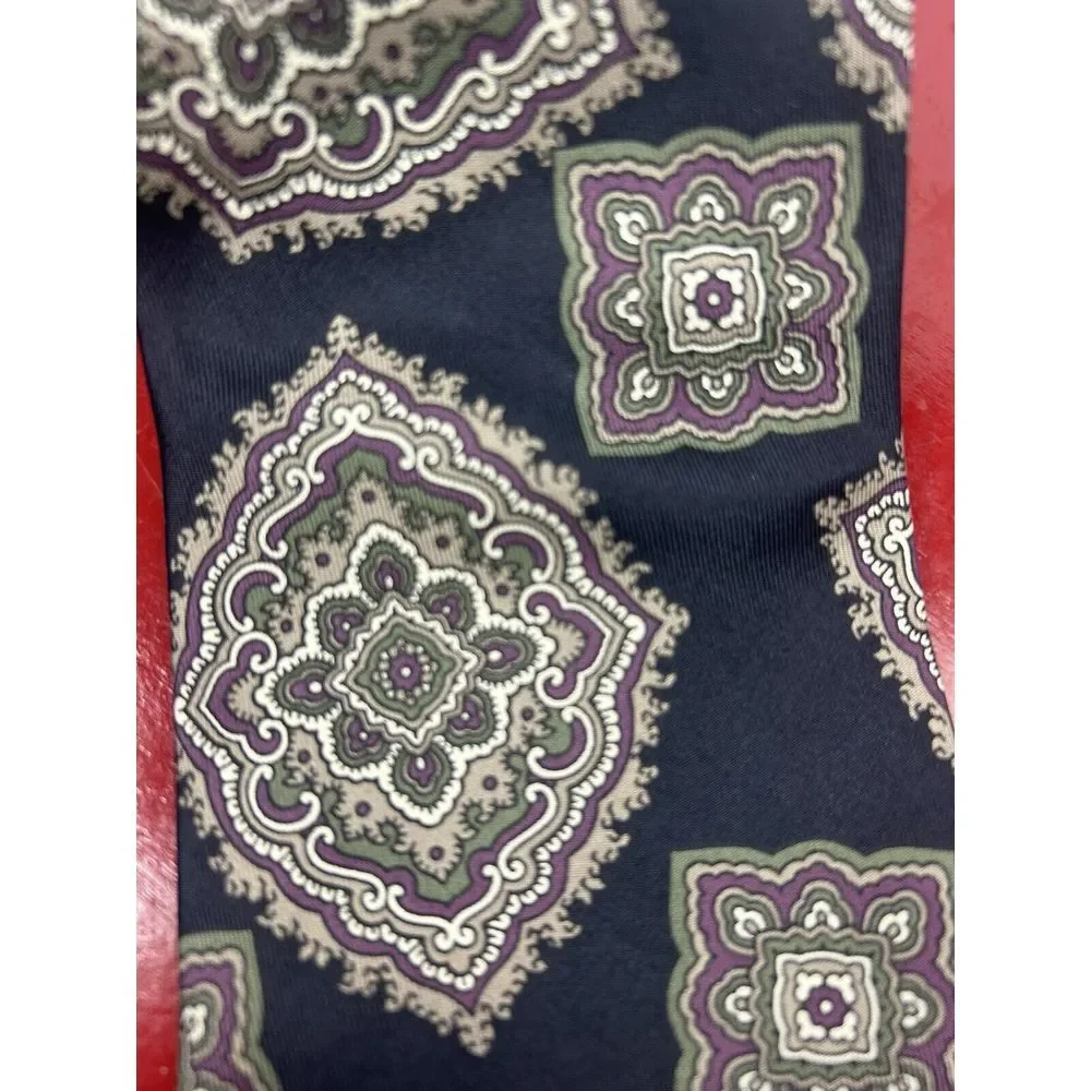 Carlos Tomasini Tall Mens Tie Necktie‎ Multicolor Geometric 100% Silk Imported